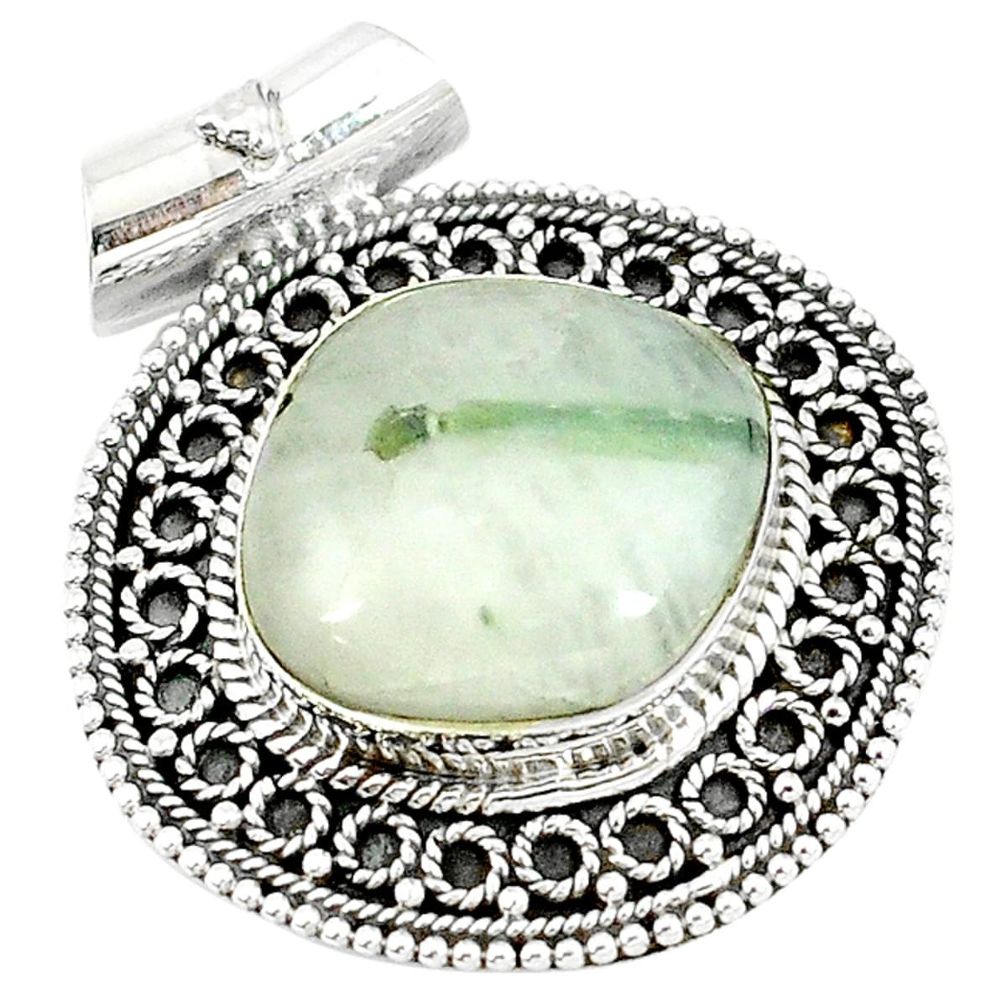 925 sterling silver natural green tourmaline in quartz pendant jewelry m10220