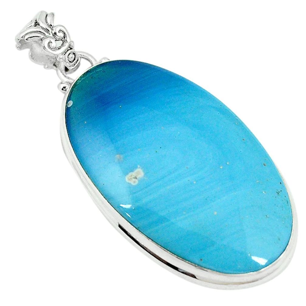 41.75cts natural blue swedish slag 925 sterling silver pendant jewelry m10605