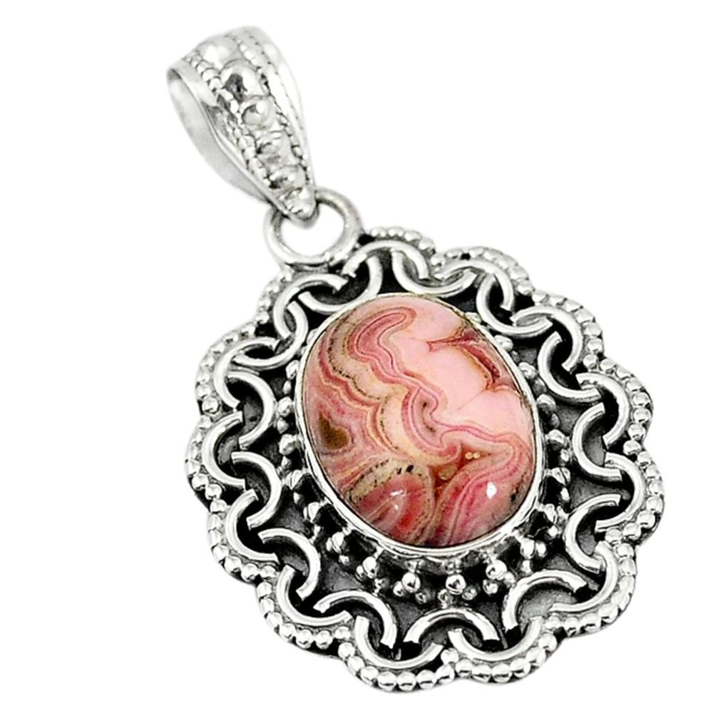 925 sterling silver natural pink rhodochrosite stalactite pendant jewelry m10784