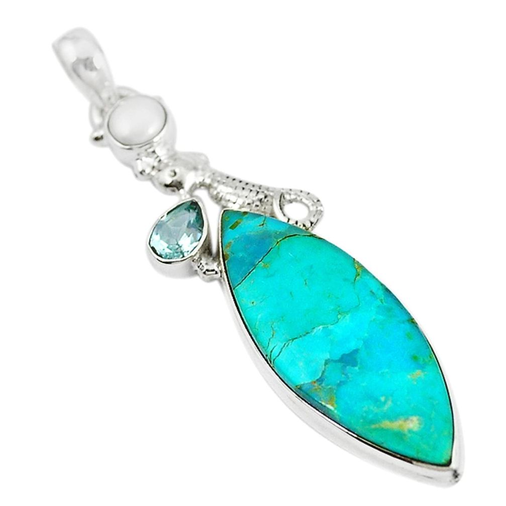 Green arizona mohave turquoise topaz 925 sterling silver pendant m11028