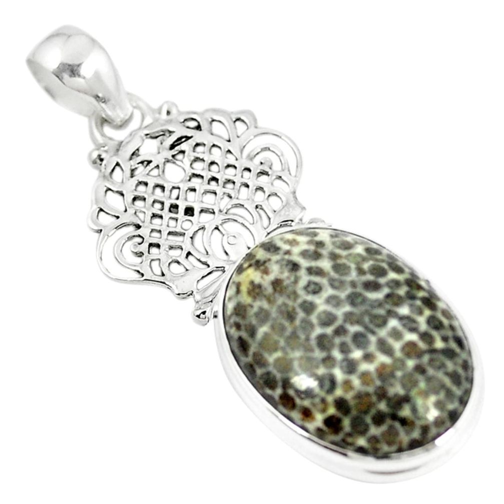 925 silver natural black stingray coral from alaska pendant jewelry m11070