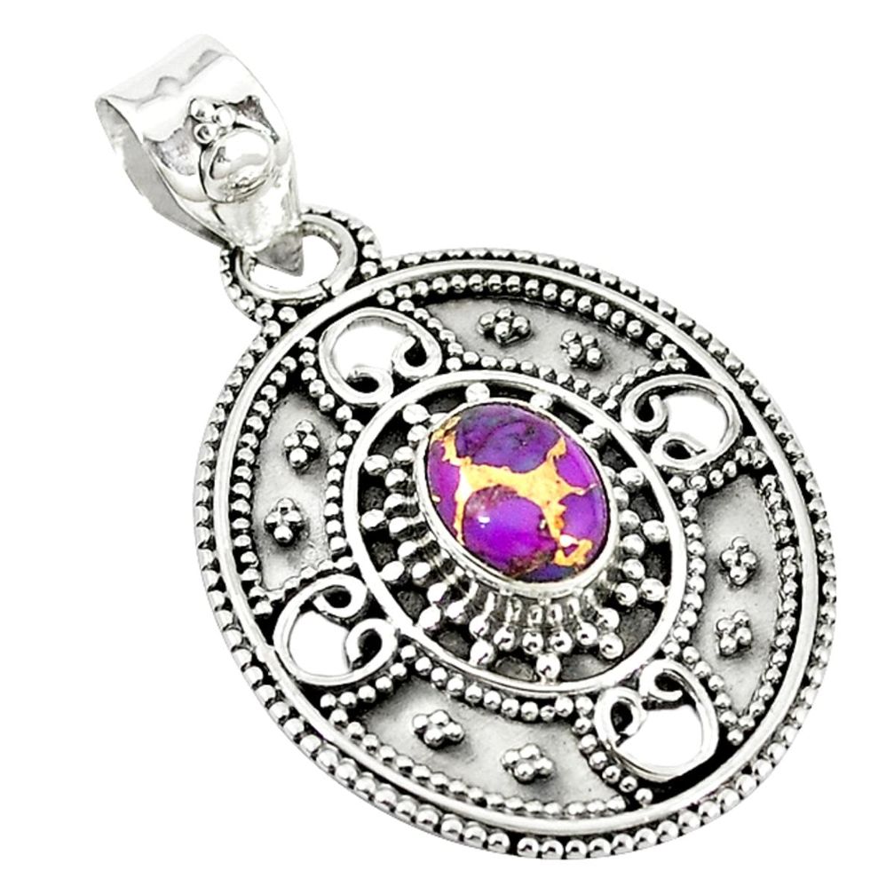 Purple copper turquoise 925 sterling silver pendant jewelry m11446