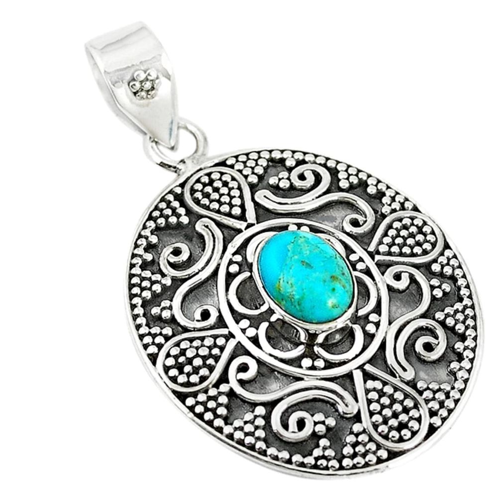 Green arizona mohave turquoise 925 sterling silver pendant jewelry m11481