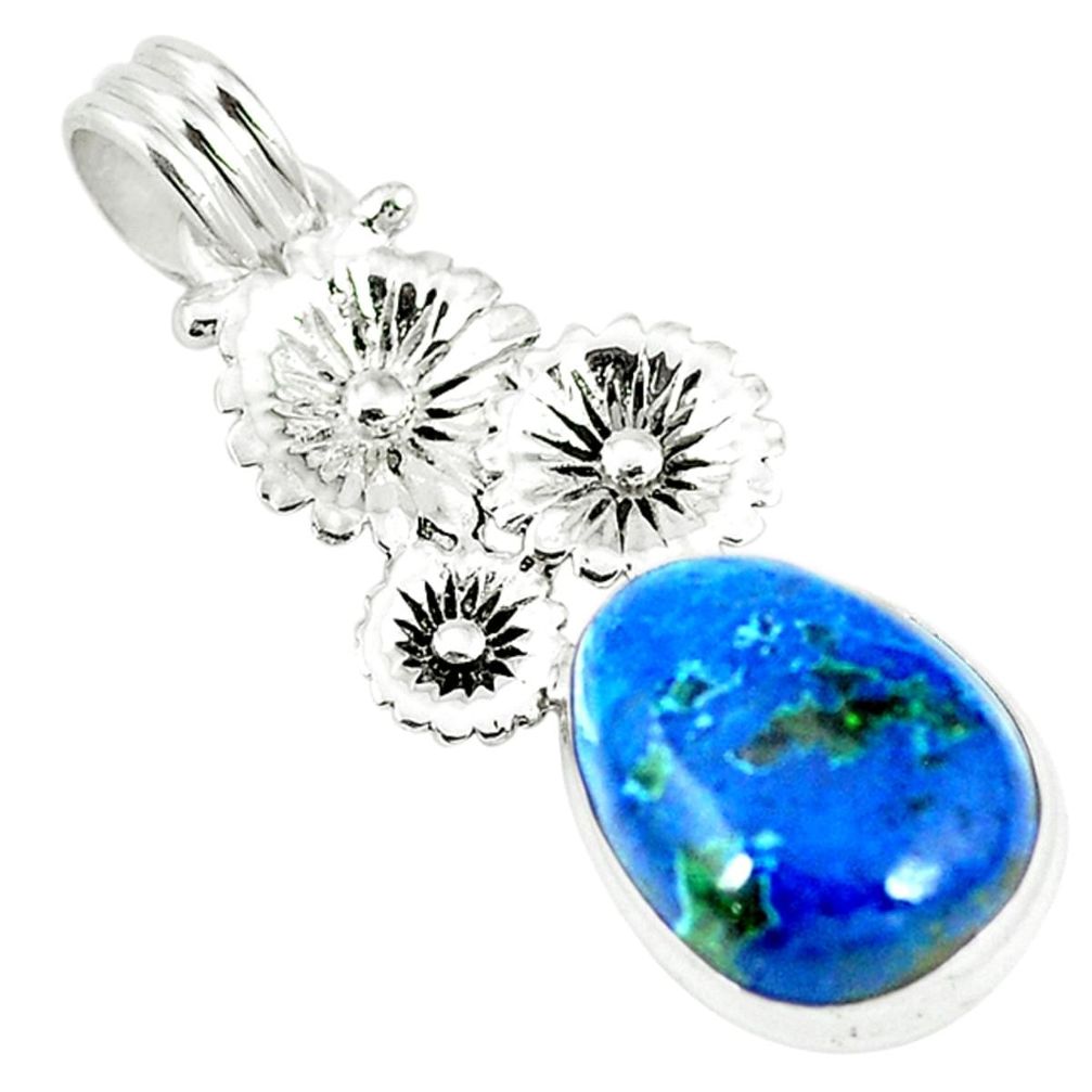 925 sterling silver natural blue shattuckite flower pendant jewelry m11604