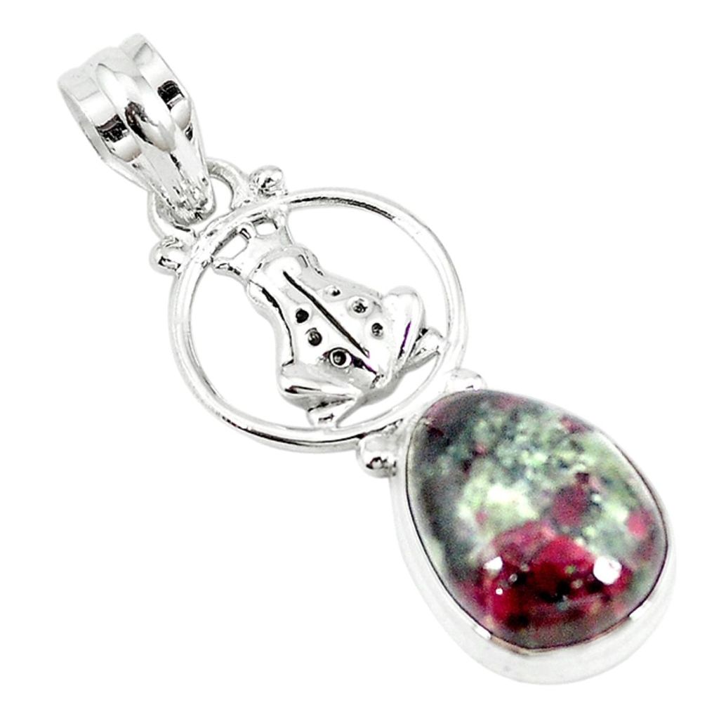Natural pink eudialyte 925 sterling silver frog pendant jewelry m11611