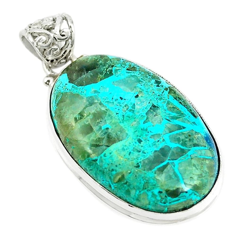 Natural blue shattuckite 925 sterling silver pendant jewelry m12272