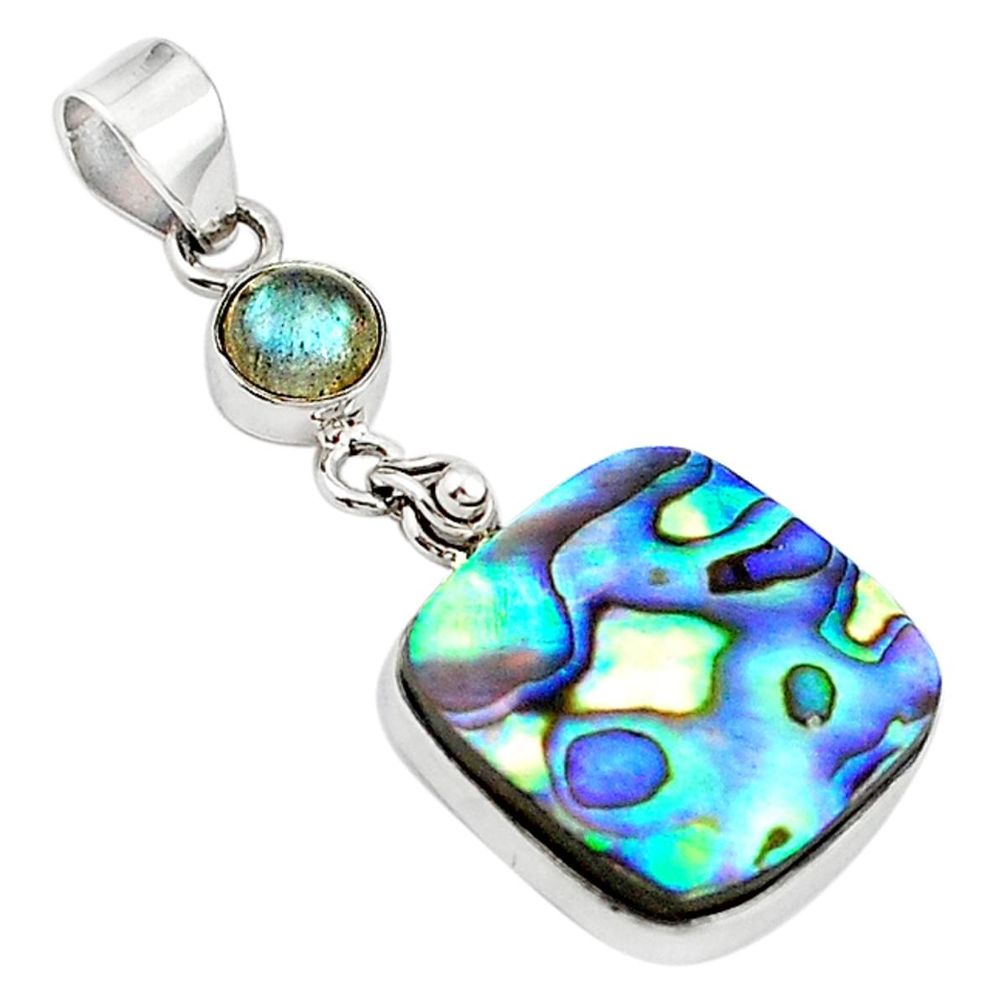 Natural green abalone paua seashell 925 silver pendant jewelry m14269