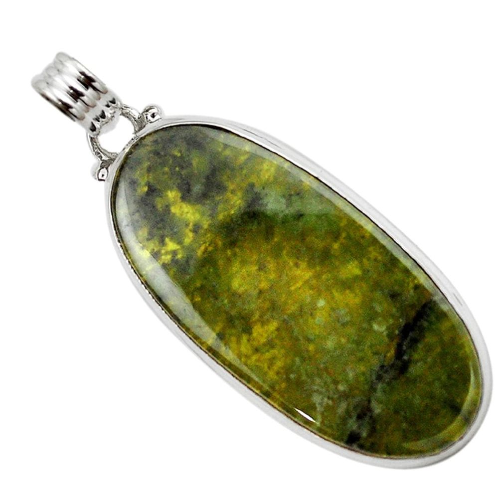 925 sterling silver natural green vasonite oval pendant jewelry m15005