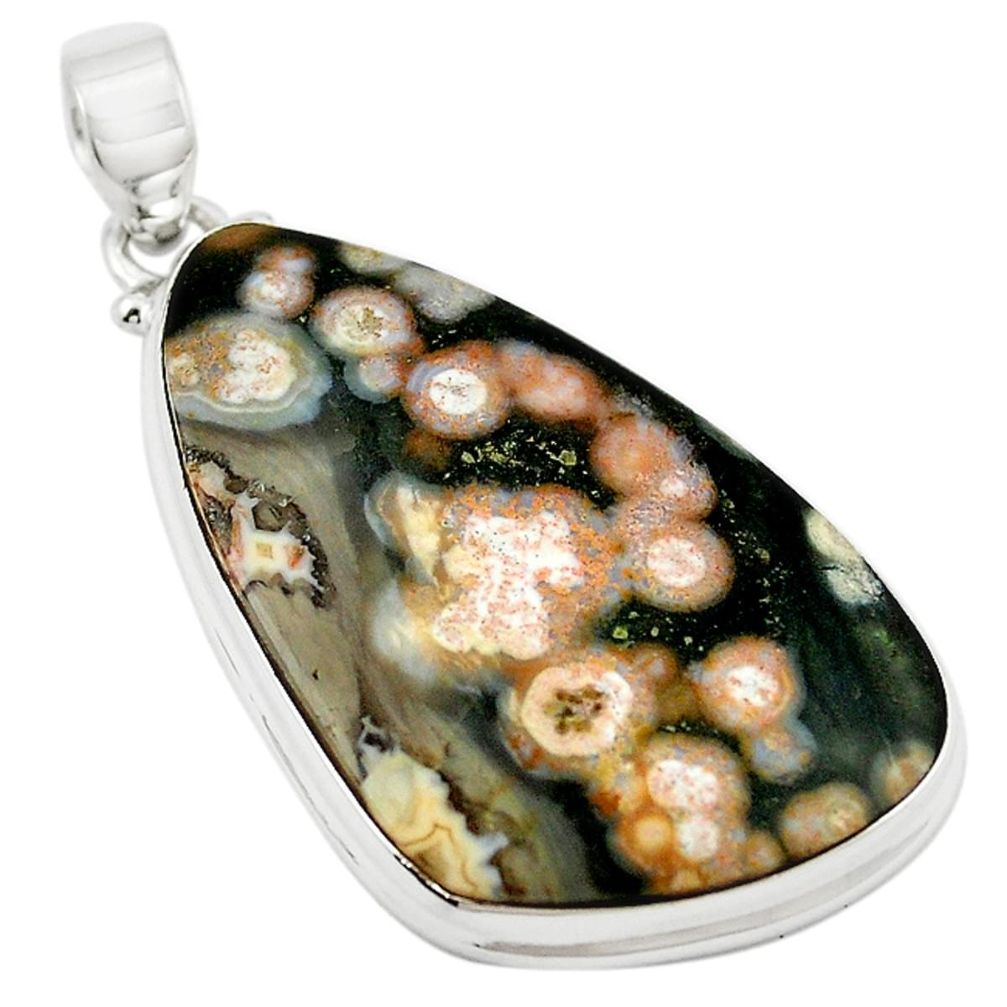 Natural multi color ocean sea jasper (madagascar) 925 silver pendant m15047