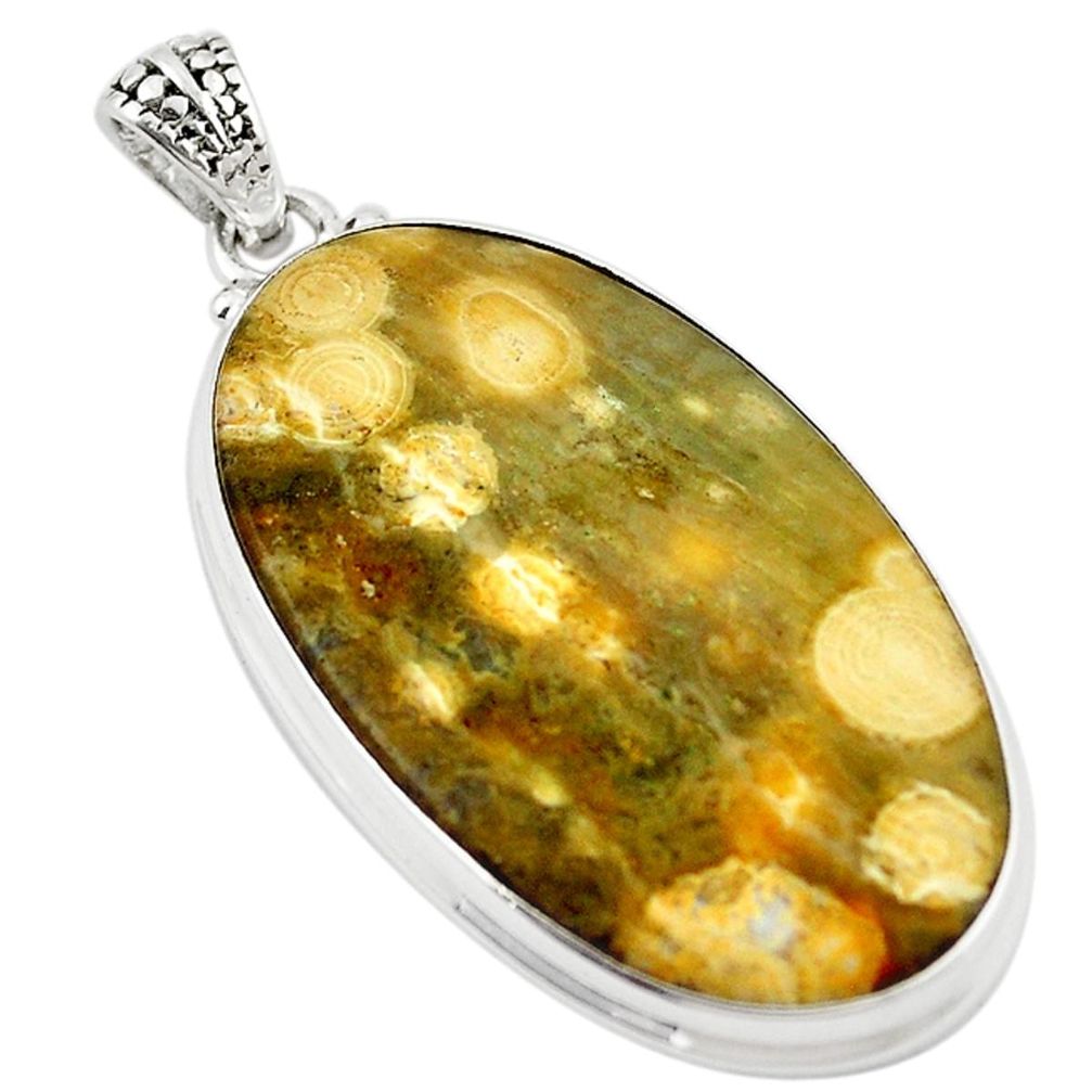 925 silver natural multi color ocean sea jasper (madagascar) pendant m15058