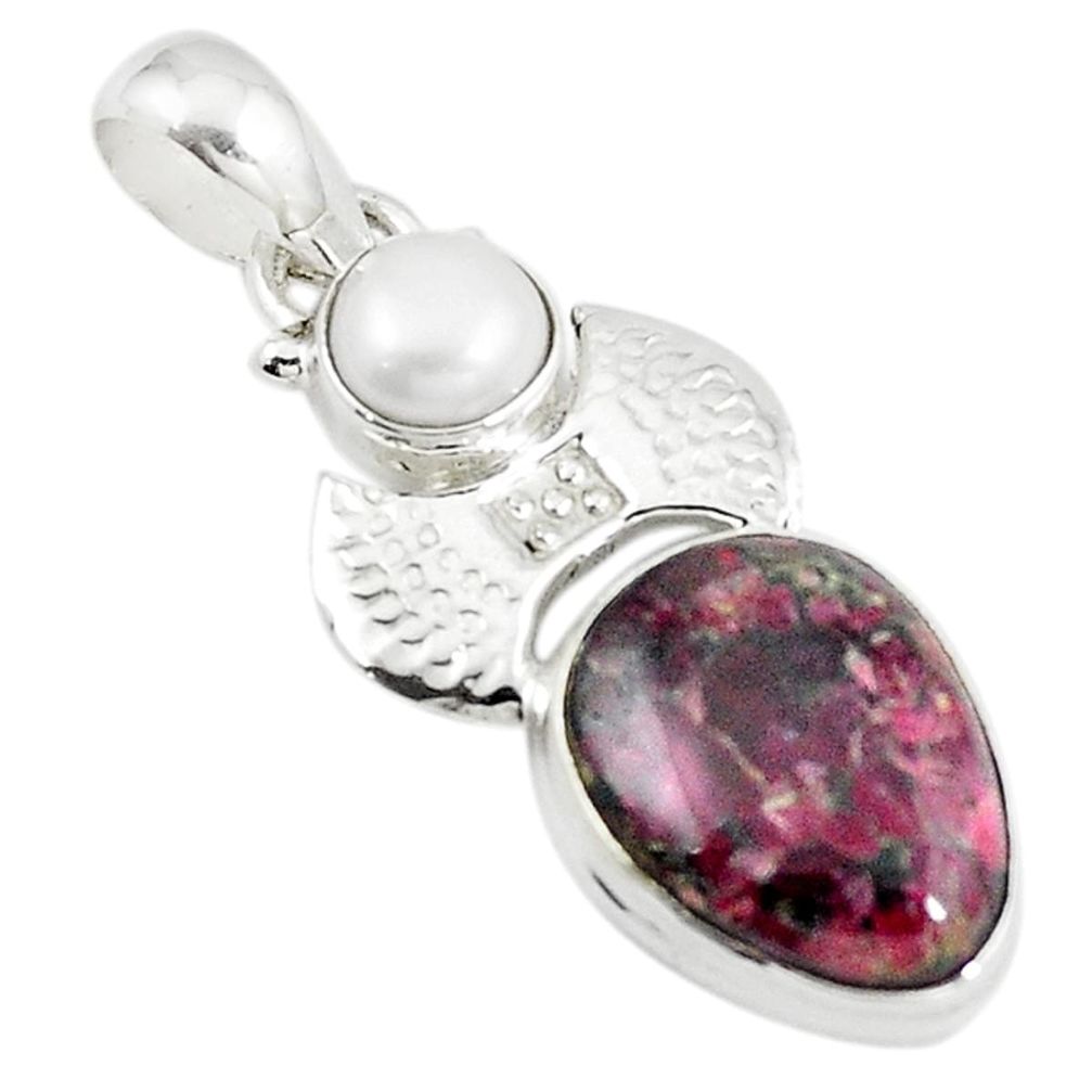 Natural pink eudialyte pearl 925 sterling silver pendant jewelry m15309