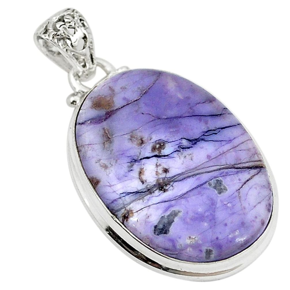 Natural purple tiffany stone 925 sterling silver pendant jewelry m15761