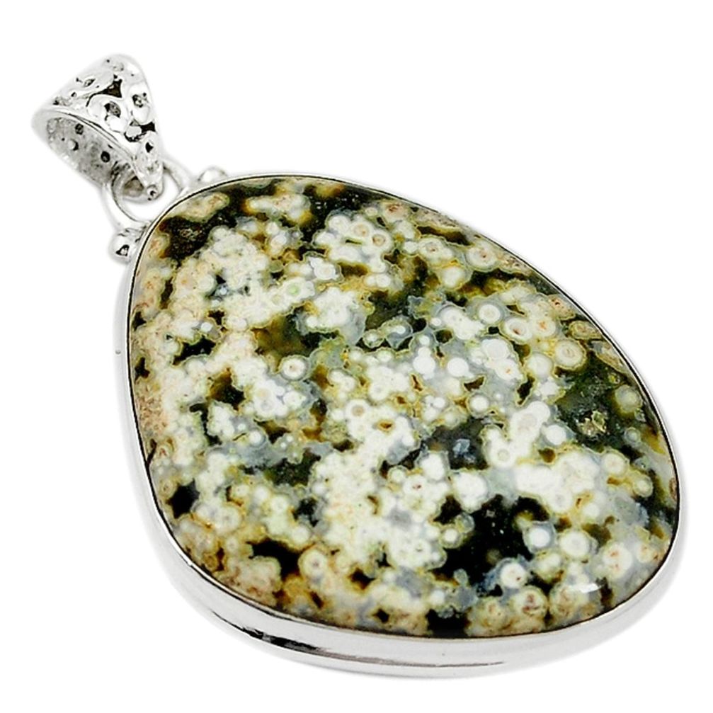 Natural multi color ocean sea jasper (madagascar) 925 silver pendant m15808