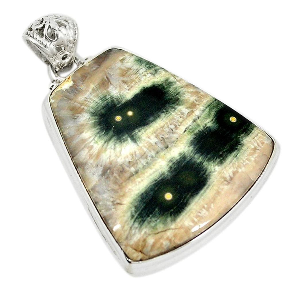 Natural multi color ocean sea jasper (madagascar) 925 silver pendant m15812