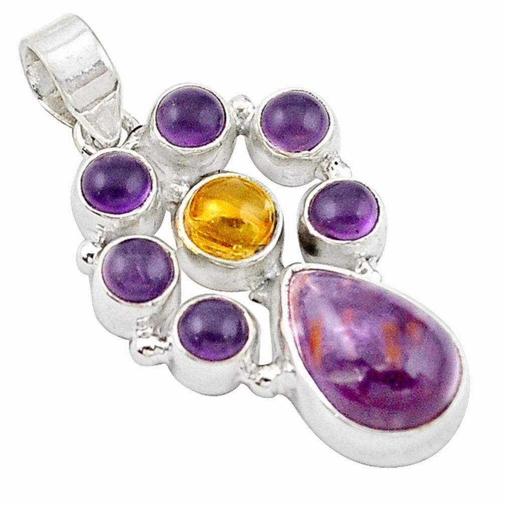 Natural purple cacoxenite super seven (melody stone) 925 silver pendant m16707