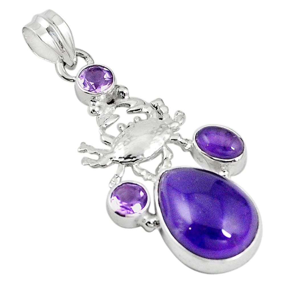 Natural purple amethyst 925 sterling silver crab pendant jewelry m16928