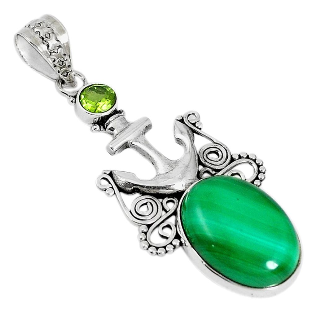 925 silver natural green malachite (pilot's stone) pendant jewelry m17044