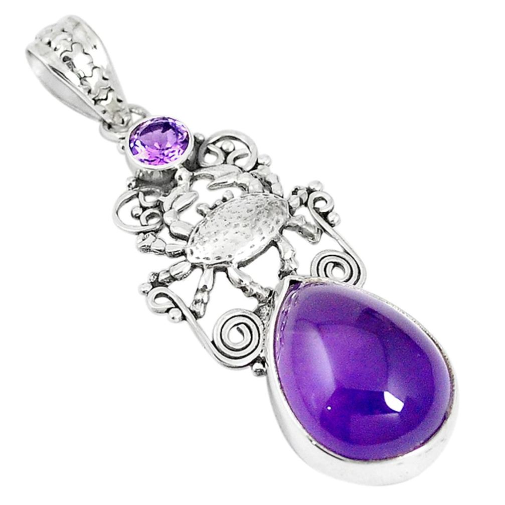 Natural purple amethyst 925 sterling silver crab pendant jewelry m17172