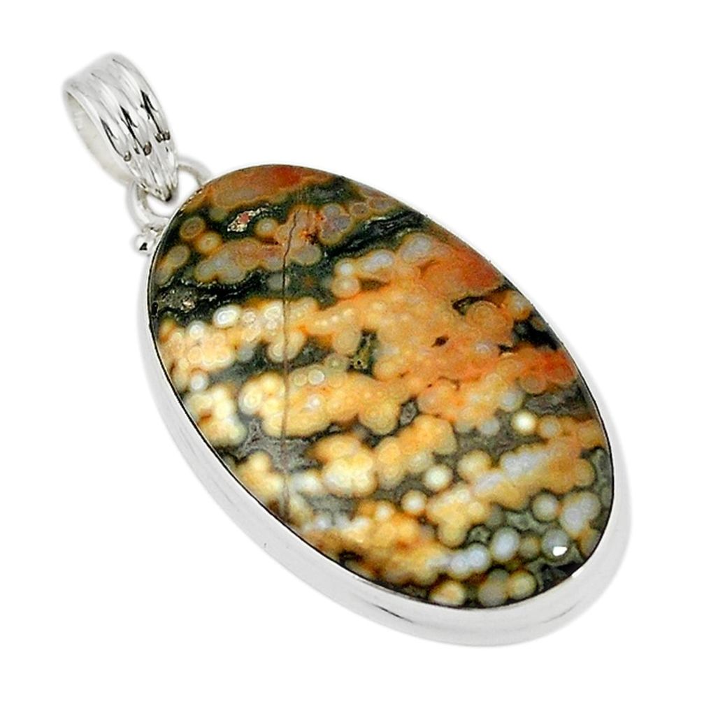 925 silver natural multi color ocean sea jasper (madagascar) pendant m19857