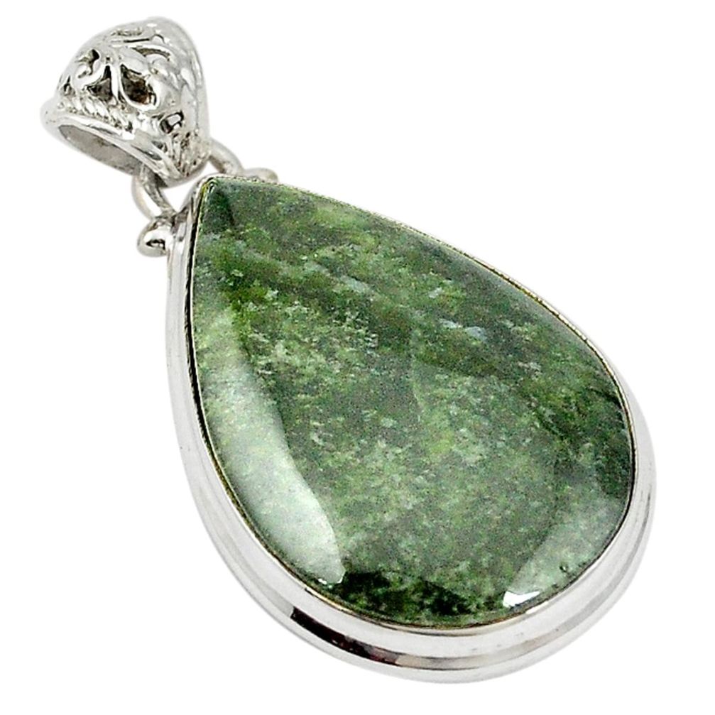 925 sterling silver natural green vasonite pear pendant jewelry m19871