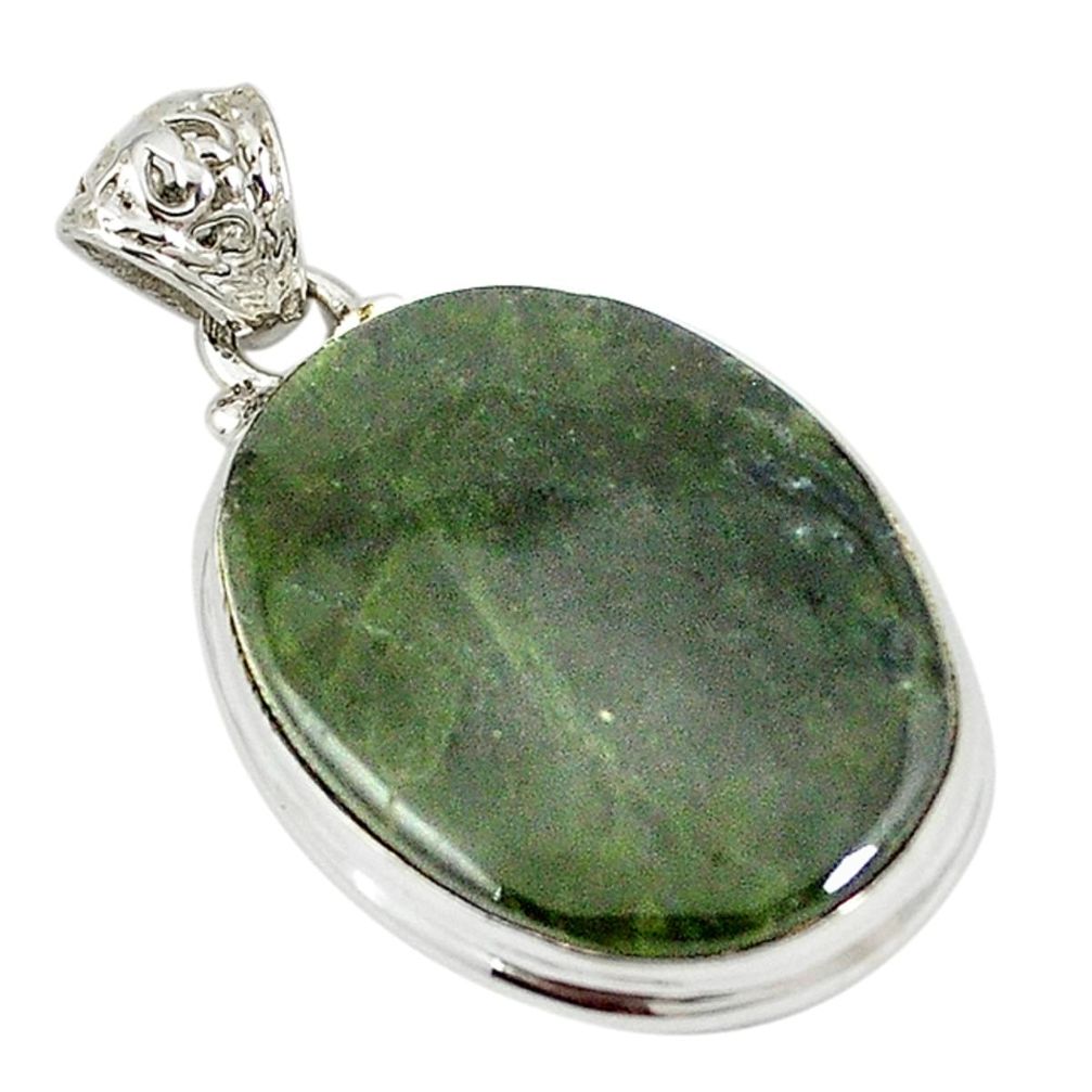 925 sterling silver natural green vasonite oval pendant jewelry m19880