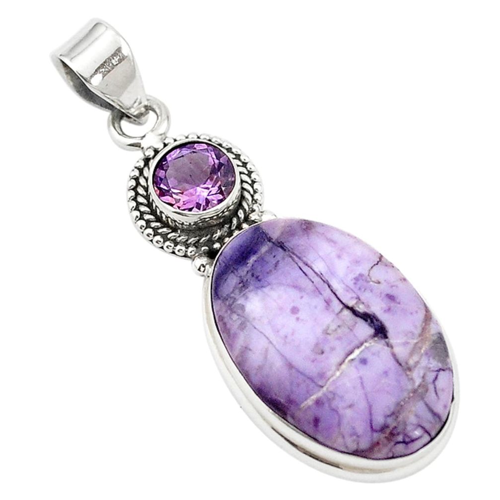 Natural purple tiffany stone amethyst 925 silver pendant jewelry m20394
