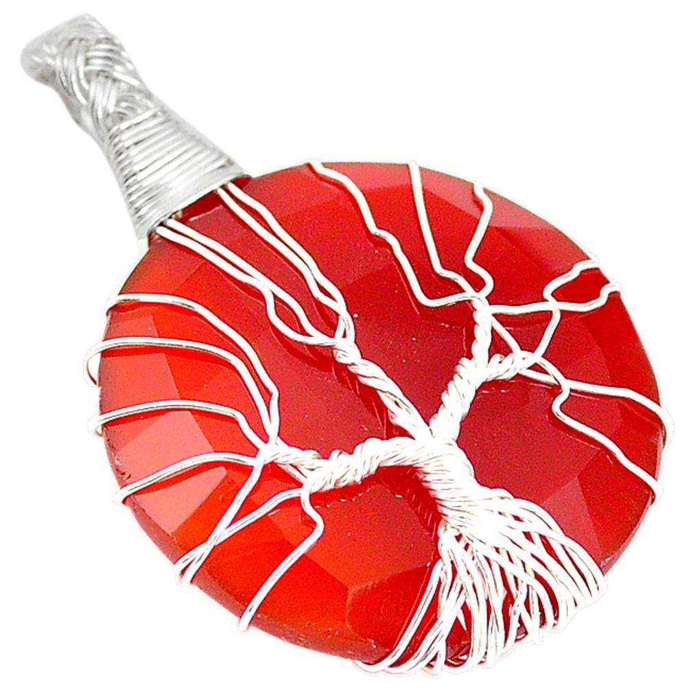 Natural honey onyx round 925 sterling silver tree of life pendant m20945