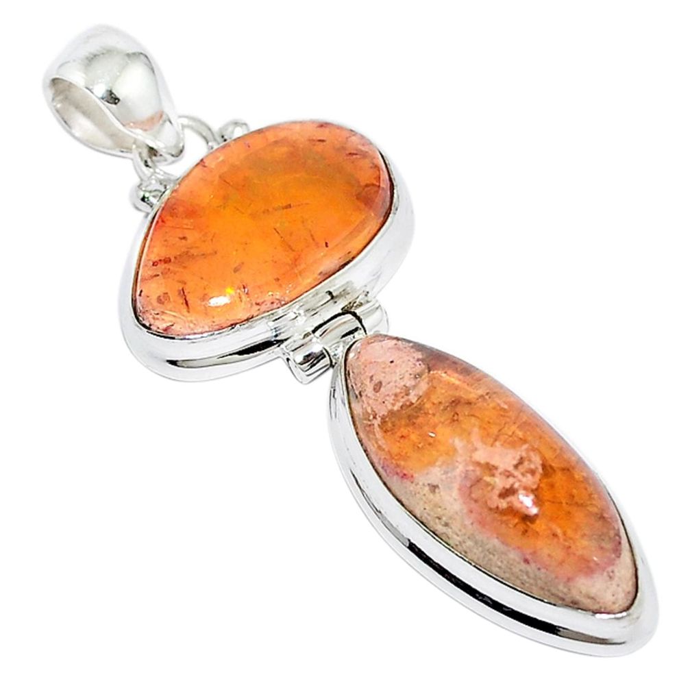 Natural multi color mexican fire opal 925 sterling silver pendant m2201