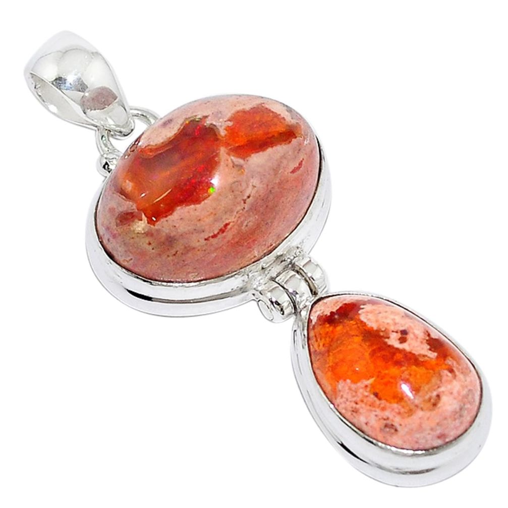 Natural multi color mexican fire opal 925 sterling silver pendant m2206