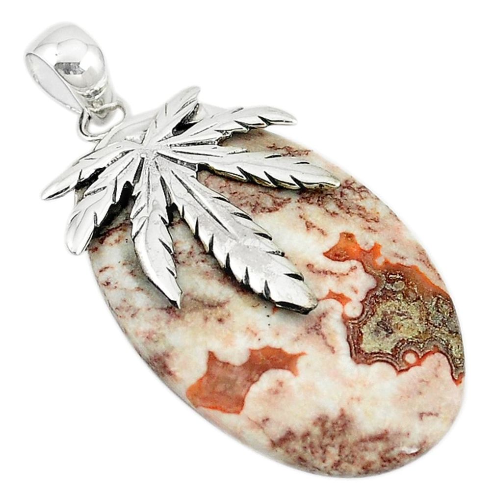 Natural pink rosetta stone jasper 925 sterling silver pendant jewelry m22205