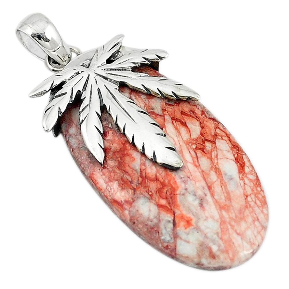 Natural pink rosetta stone jasper 925 sterling silver pendant jewelry m22206