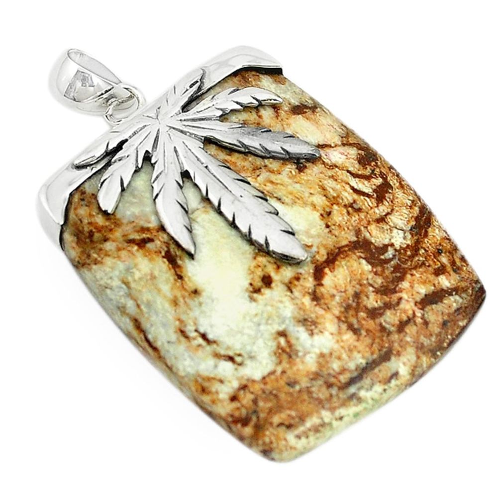 Natural white wild horse magnesite 925 sterling silver pendant m22253