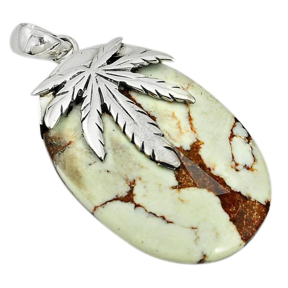 Natural white wild horse magnesite 925 sterling silver pendant jewelry m22256