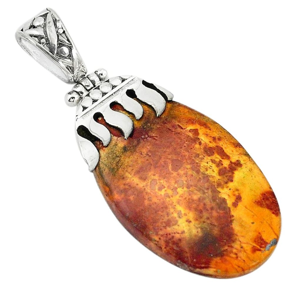 Natural brown cherry creek jasper 925 sterling silver pendant jewelry m22266