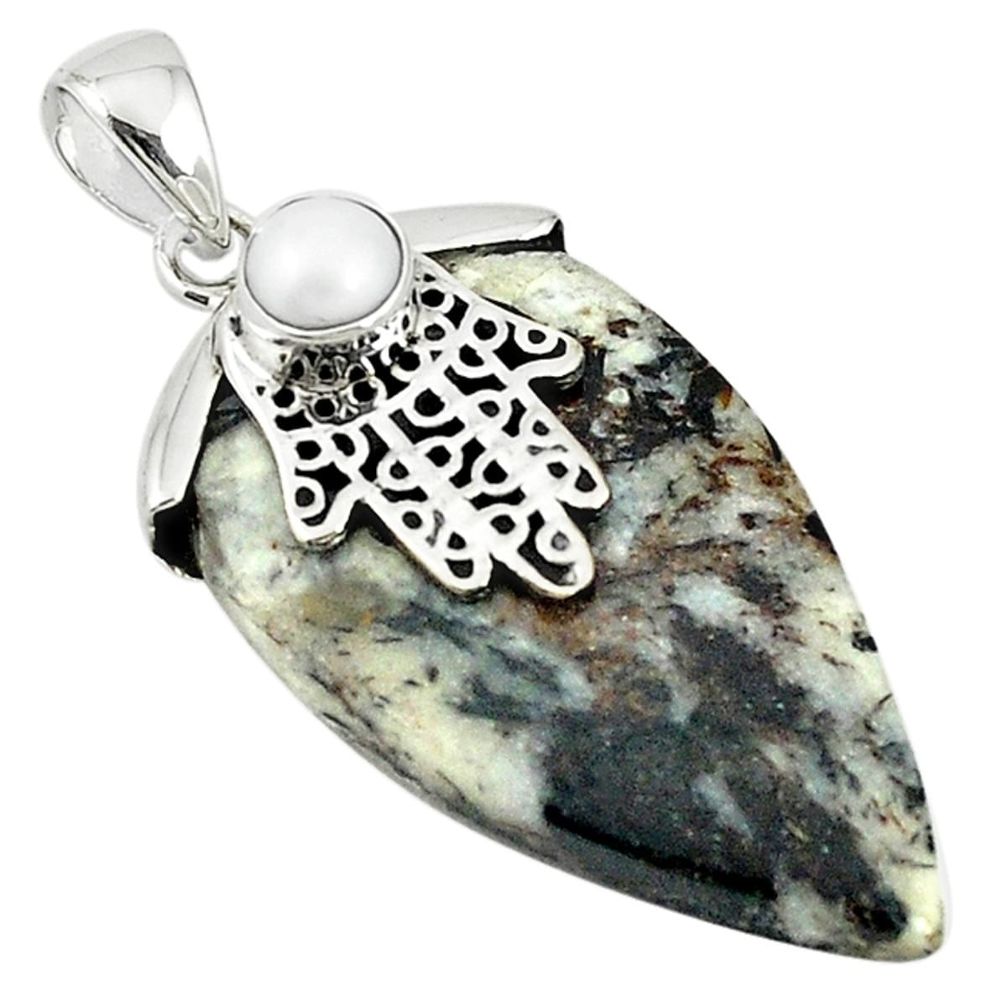 925 silver natural bronze astrophyllite hand of god hamsa pendant jewelry m22350