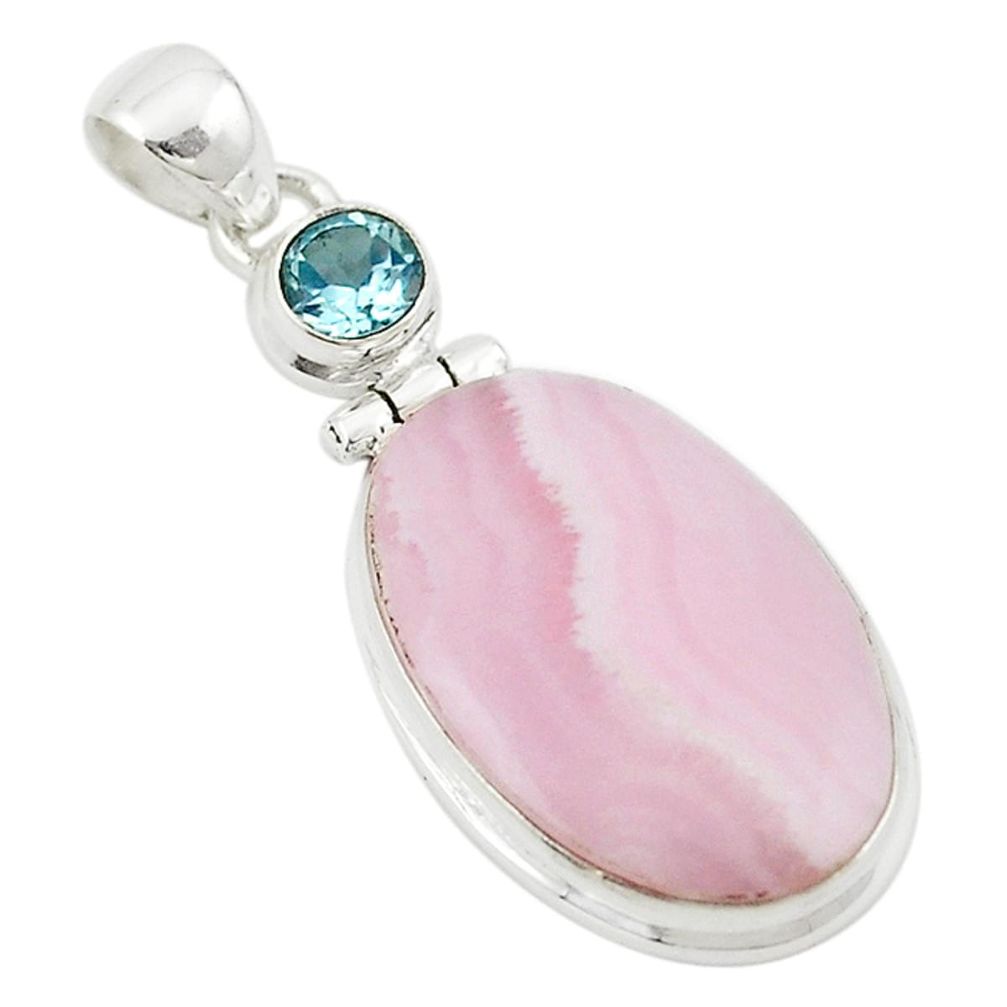 925 sterling silver natural pink lace agate topaz pendant jewelry m22620