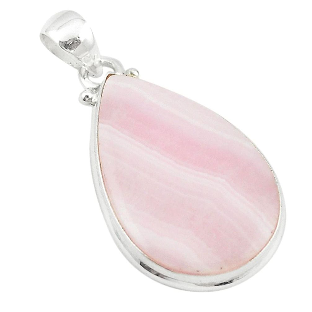 Natural pink lace agate 925 sterling silver pendant jewelry m22642