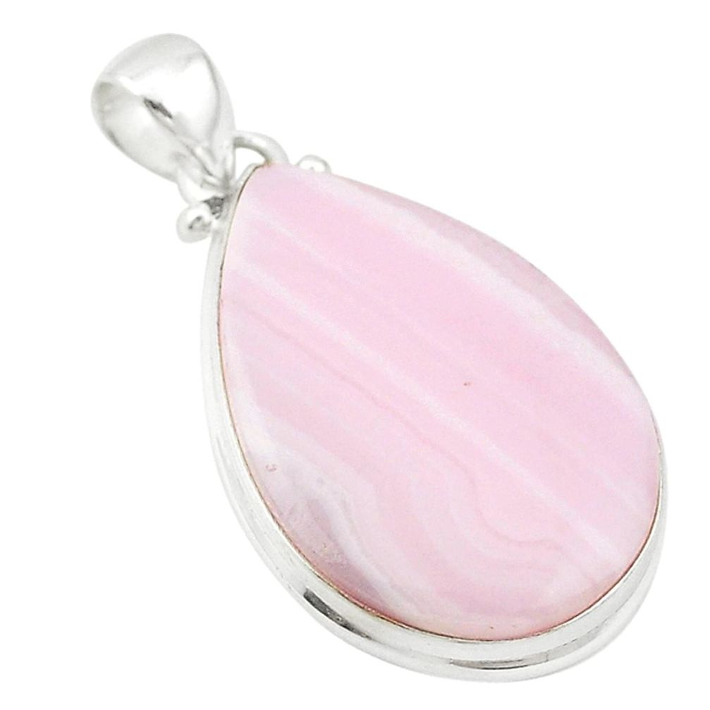 Natural pink lace agate 925 sterling silver pendant jewelry m22643