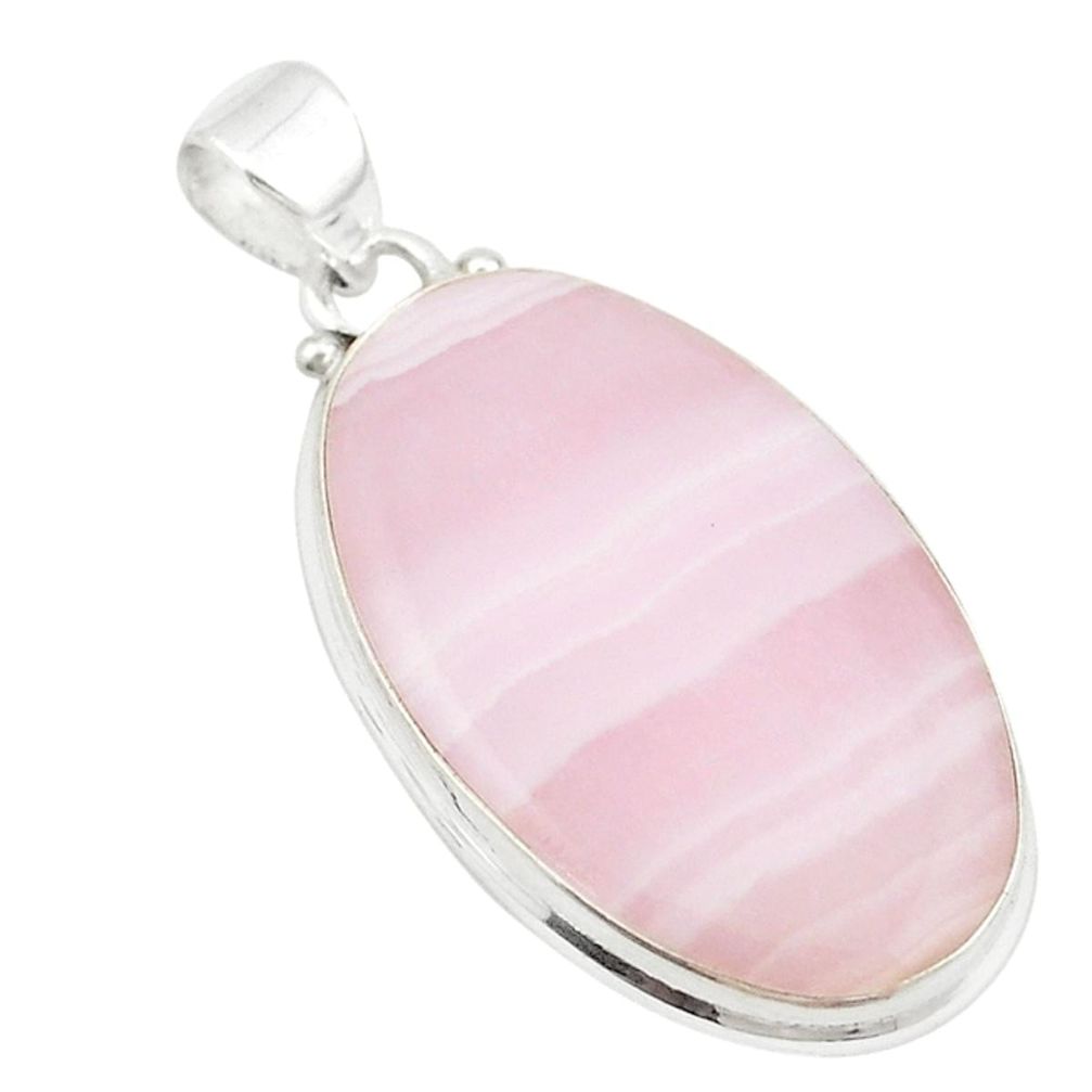 Natural pink lace agate 925 sterling silver pendant jewelry m22649