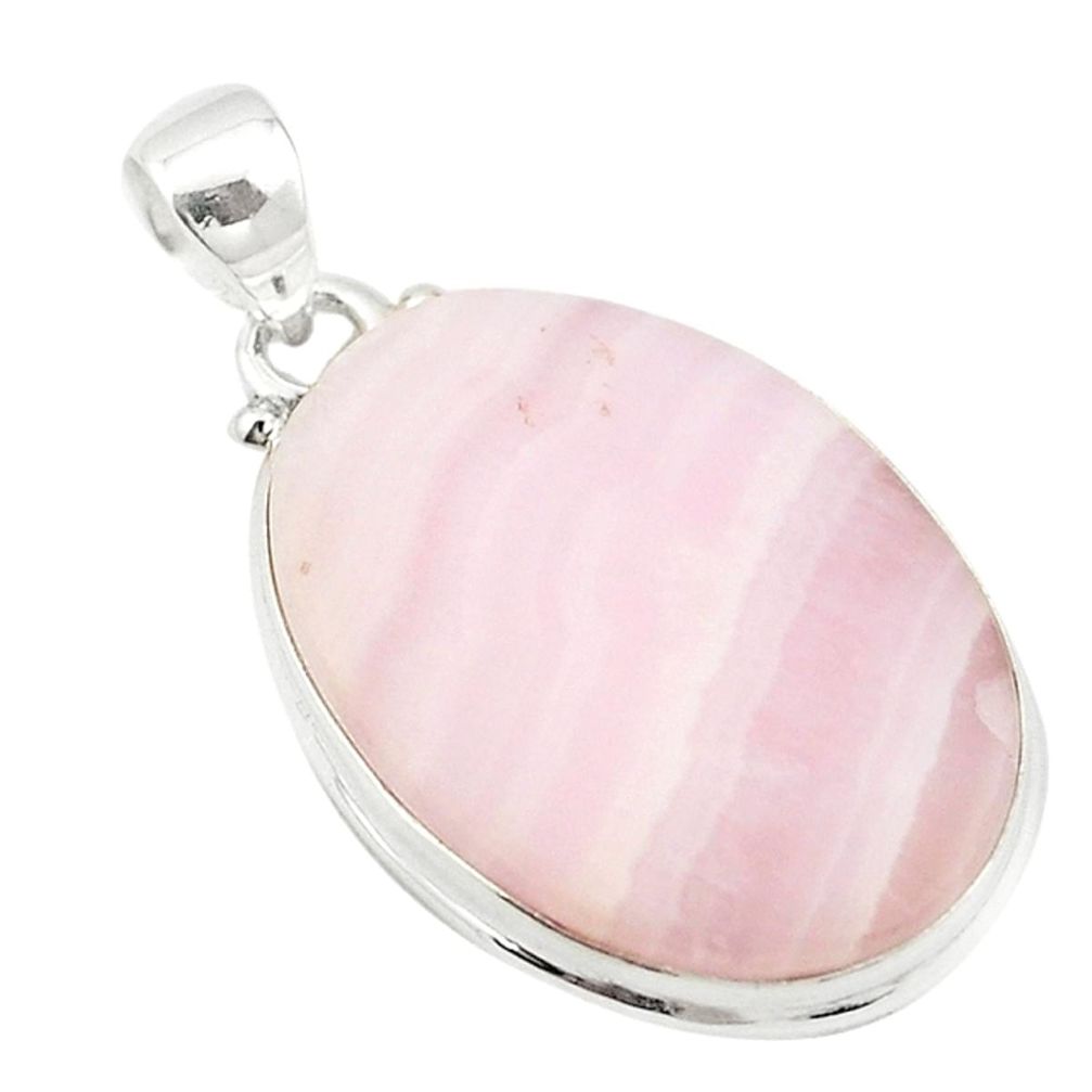 925 sterling silver natural pink lace agate oval pendant jewelry m22651
