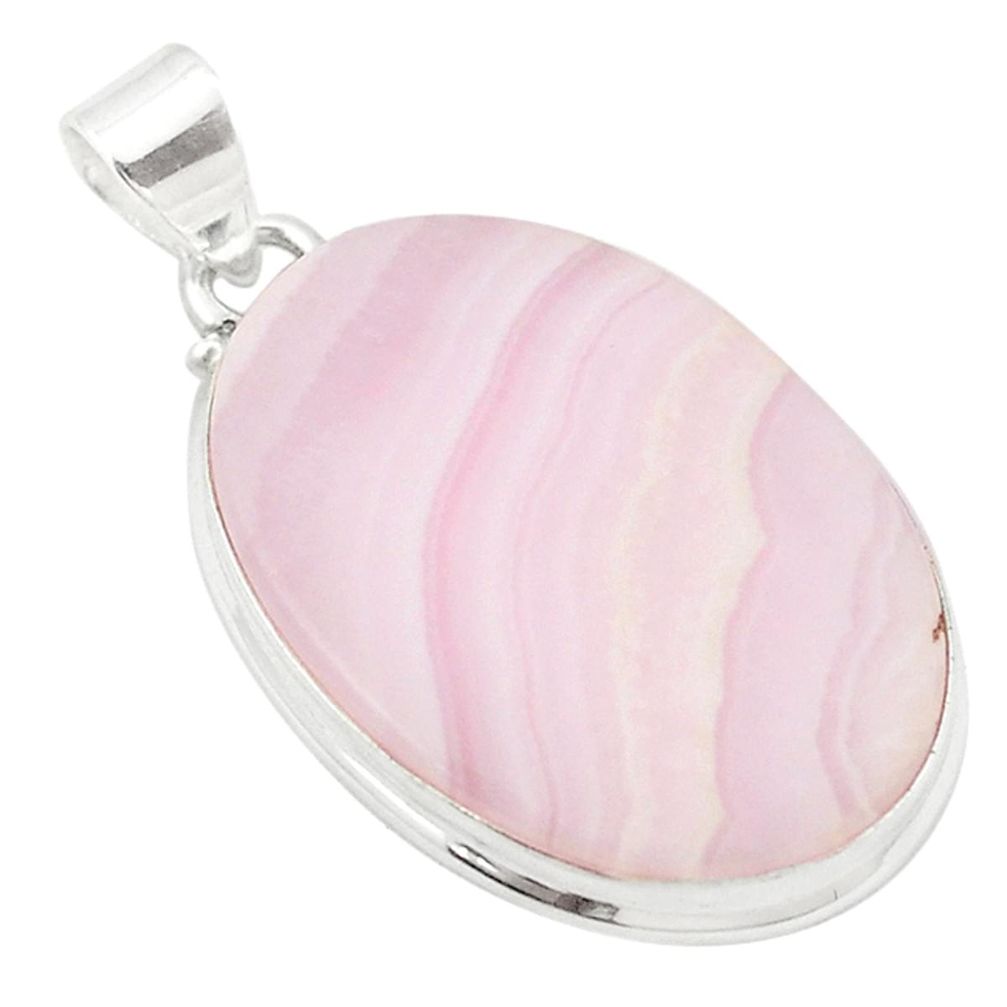 Natural pink lace agate 925 sterling silver pendant jewelry m22652