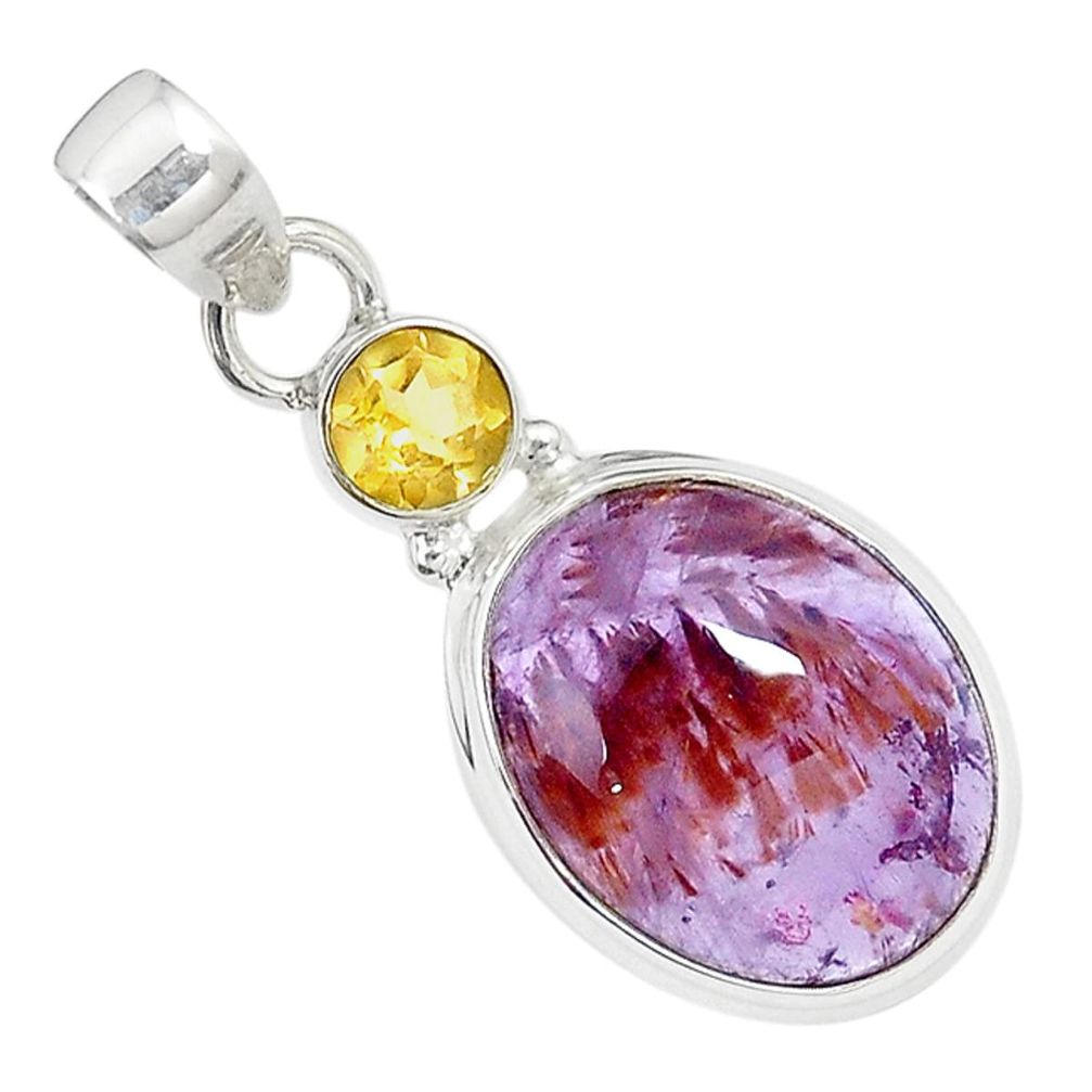 Natural purple cacoxenite super seven (melody stone) 925 silver pendant m23436