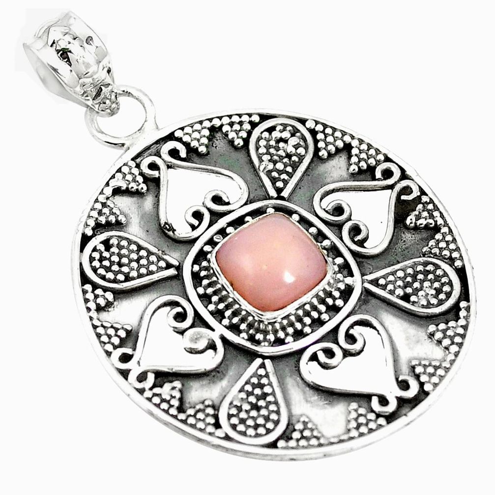 Natural pink opal cushion 925 sterling silver pendant jewelry m24090