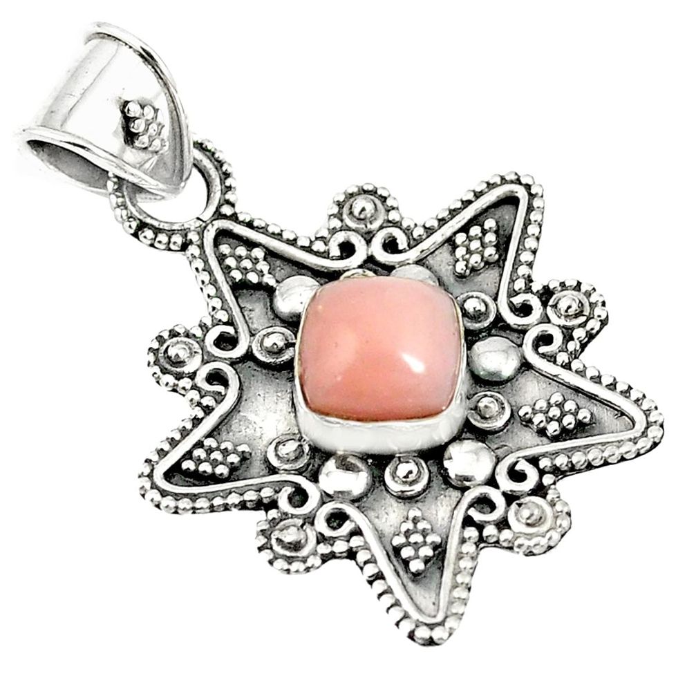 Natural pink opal cushion 925 sterling silver pendant jewelry m24094