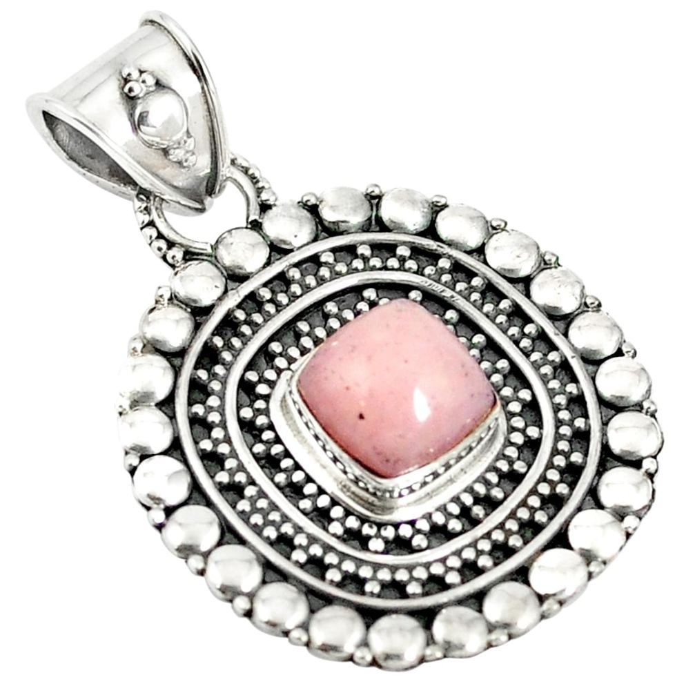 925 sterling silver natural pink opal cushion pendant jewelry m24100