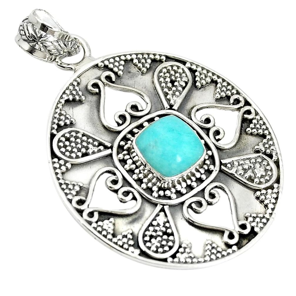 925 sterling silver natural green peruvian amazonite pendant jewelry m24120