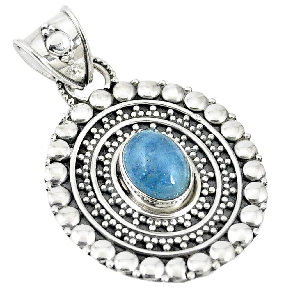Natural blue aquamarine 925 sterling silver pendant jewelry m24143