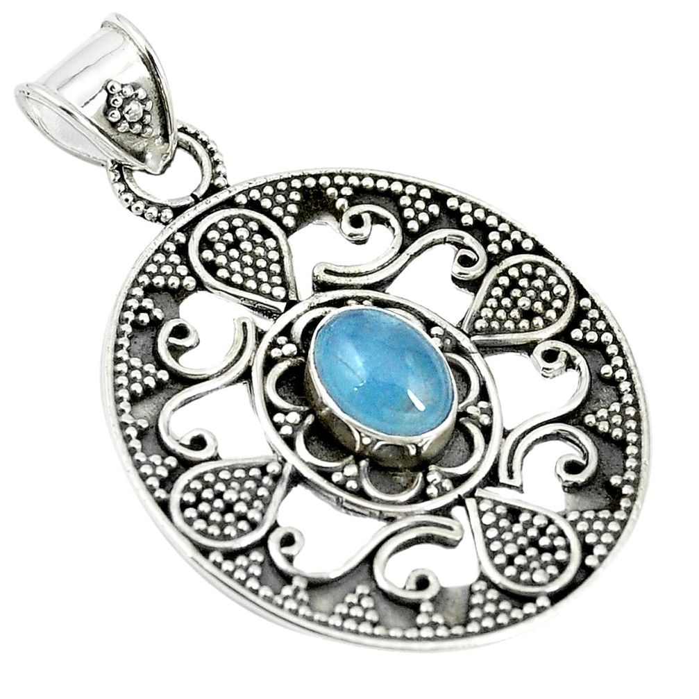 Natural blue aquamarine 925 sterling silver pendant jewelry m24150