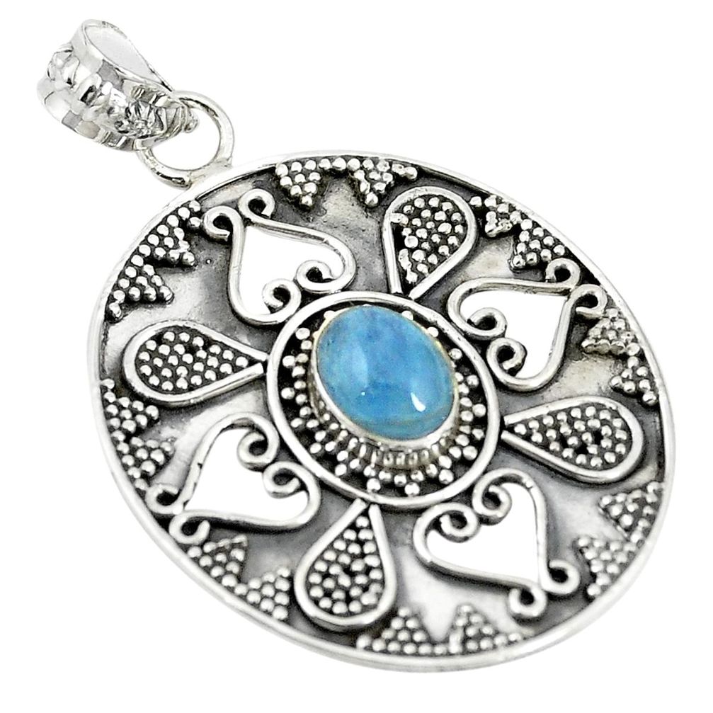 Natural blue aquamarine 925 sterling silver pendant jewelry m24156