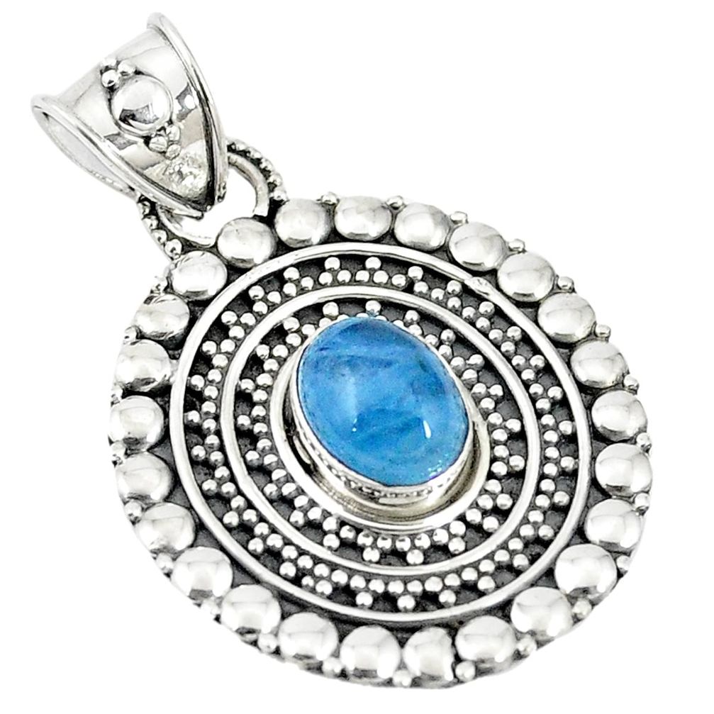 925 sterling silver natural blue aquamarine oval pendant jewelry m24159